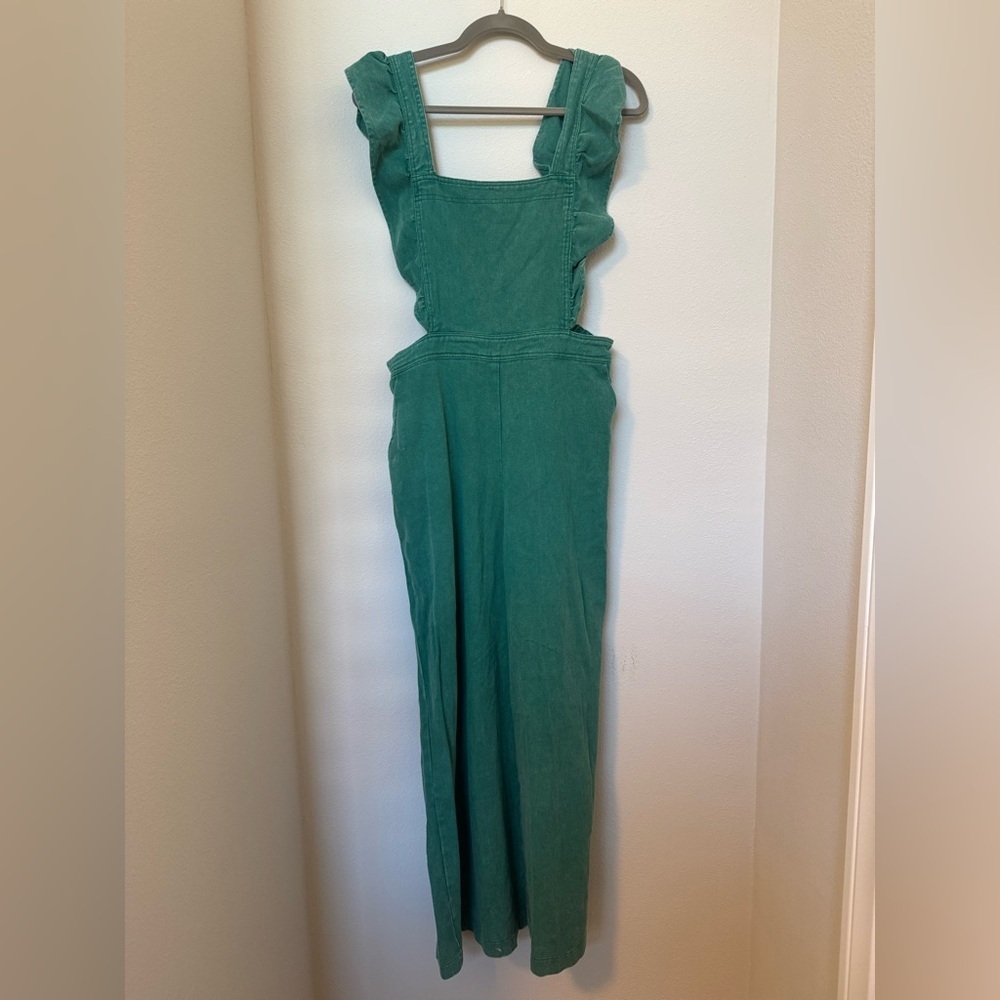 ODDY Teal Wide-Leg Jumpsuit with Ruffle Strap Detail